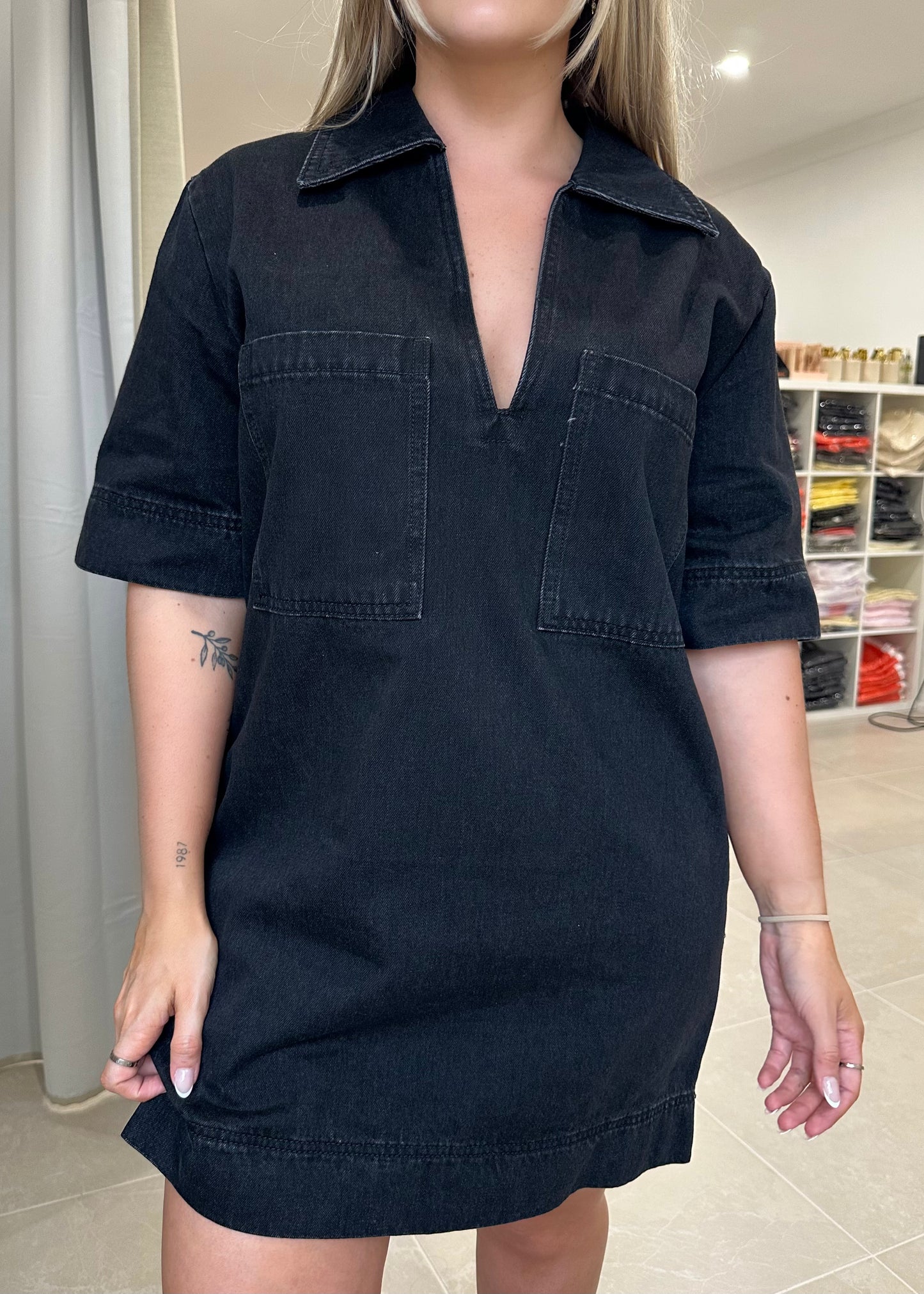 Denim Dress - Black