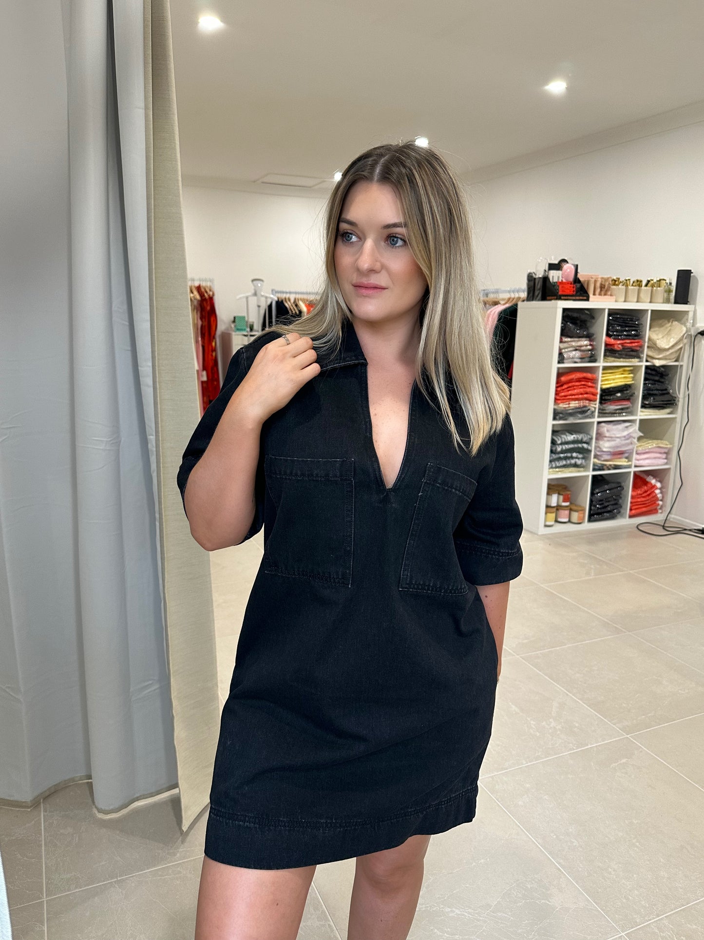 Denim Dress - Black