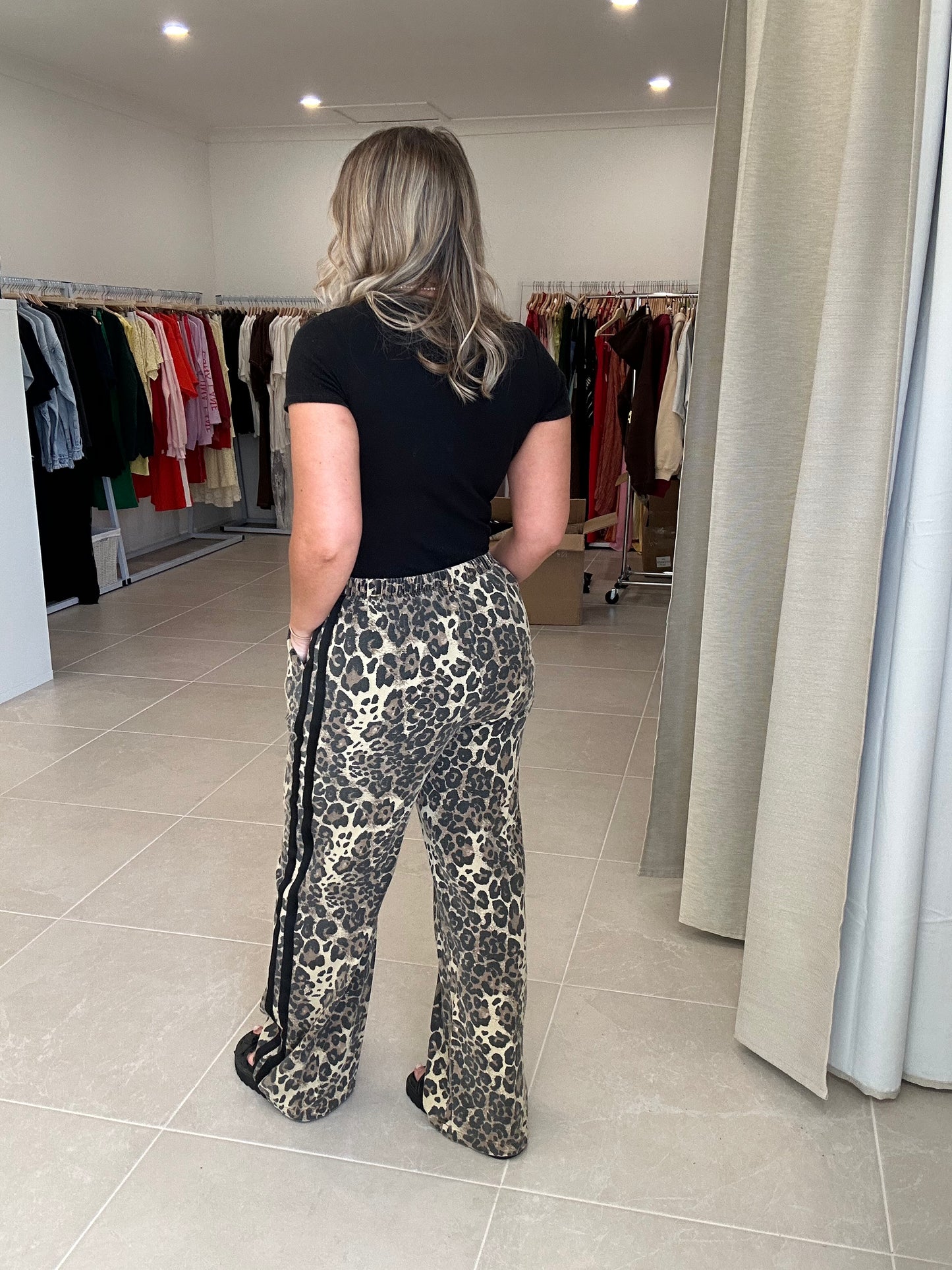 Black Leopard Racer Pants