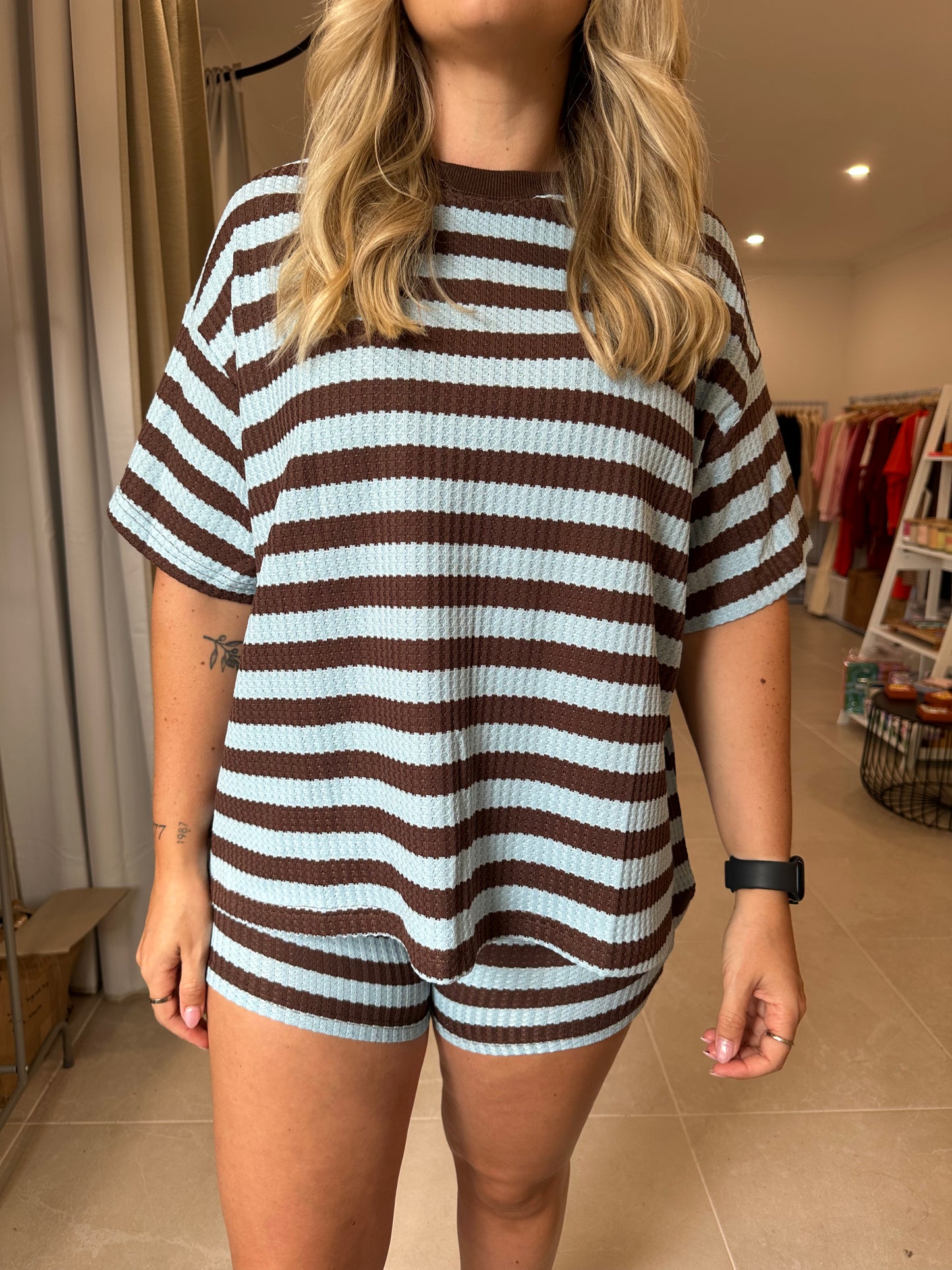 By Frankie - Blue and Chocolate Stripe Set
