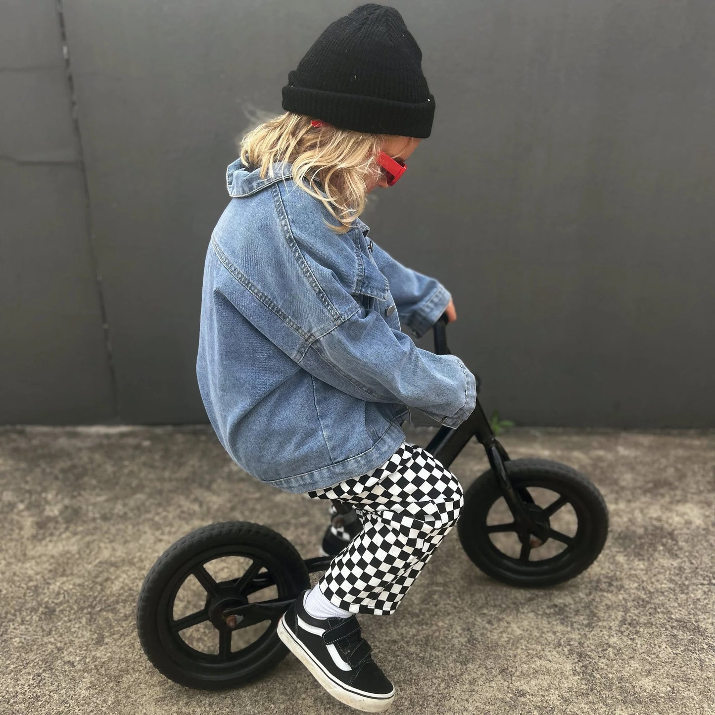 Kids Checkerboard Pants - Black