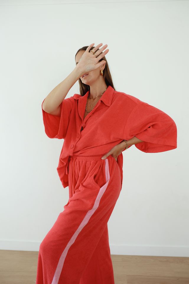 Lucky Day Terry Pant - Red