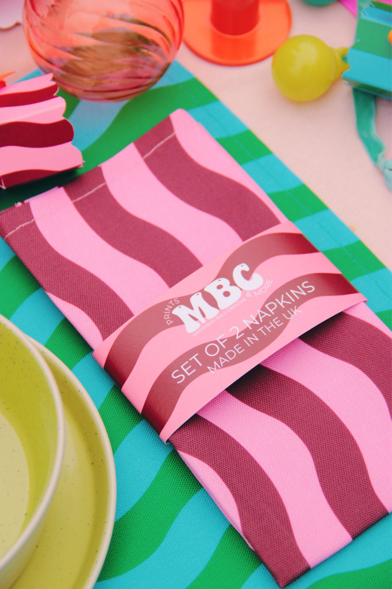 Pink and Maroon Pattern Napkins