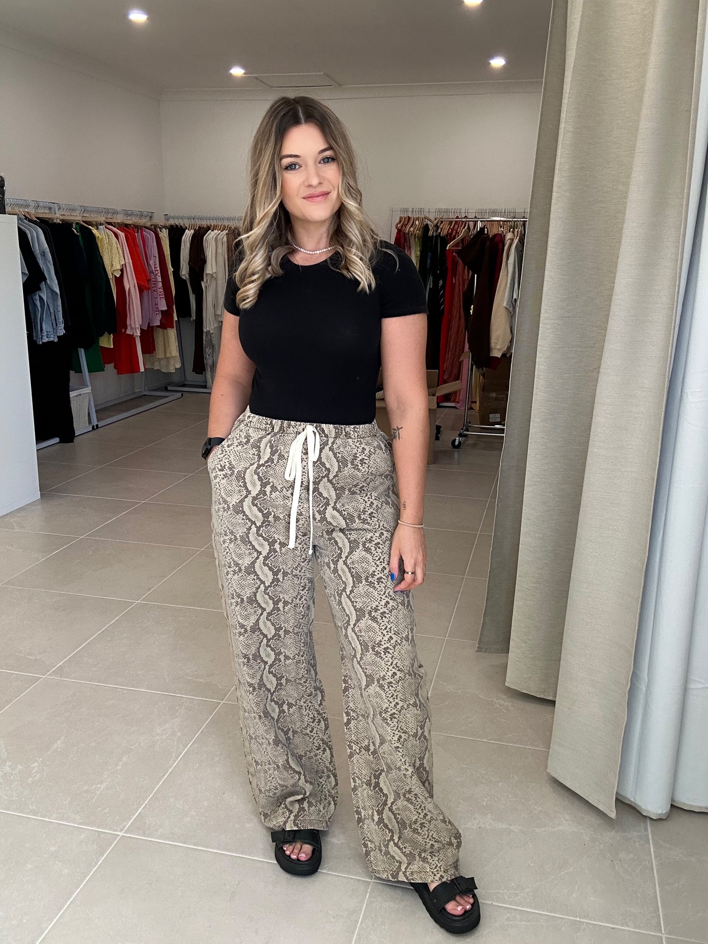 Snake Print Racer Pants