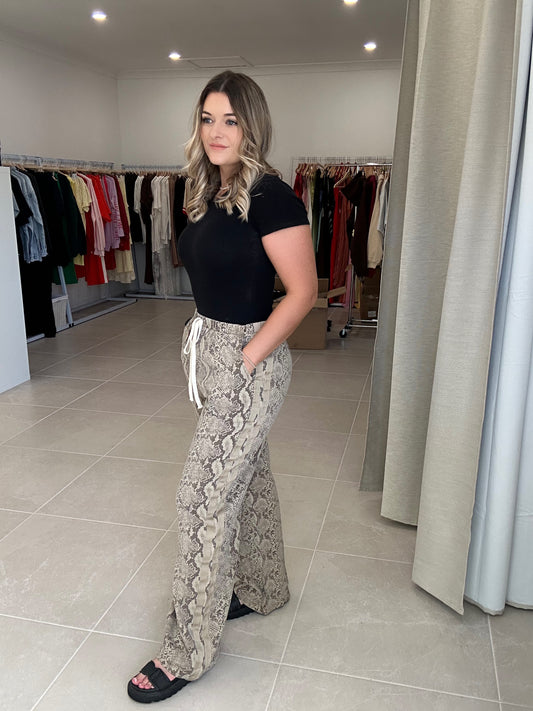 Snake Print Racer Pants