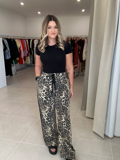Black Leopard Racer Pants