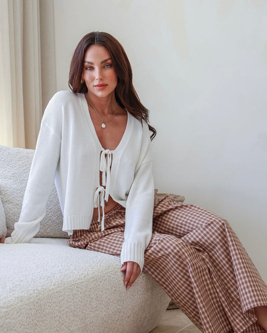 Tara Tie Knit - White