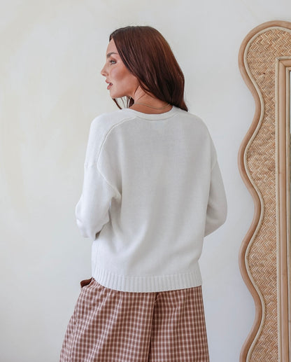 Tara Tie Knit - White