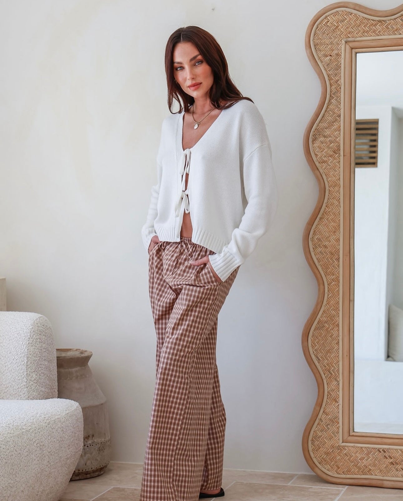 Tara Tie Knit - White