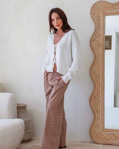 Tara Tie Knit - White