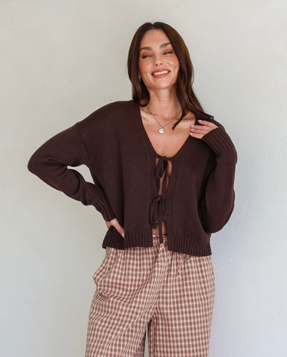Tara Tie Knit - Chocolate