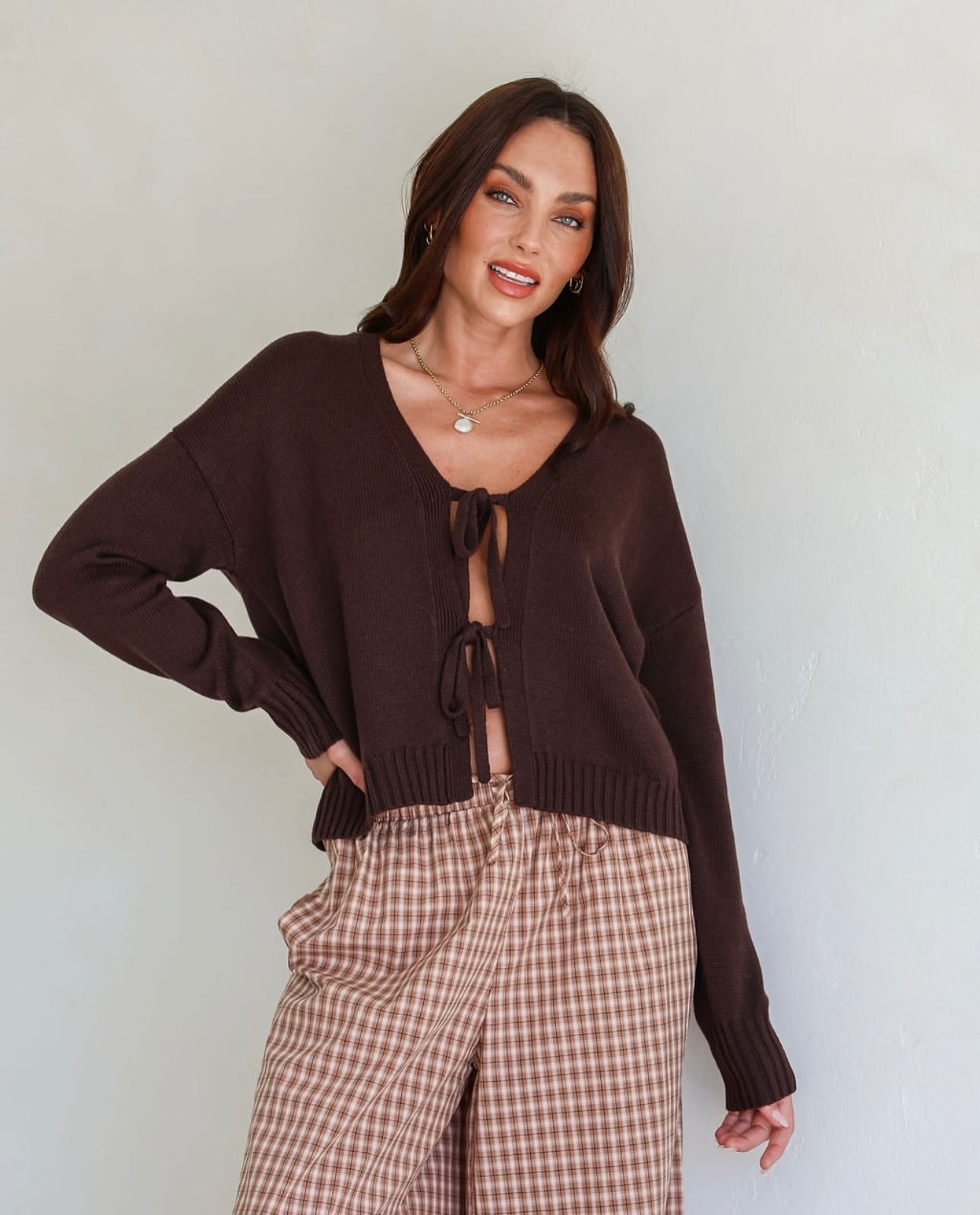Tara Tie Knit - Chocolate