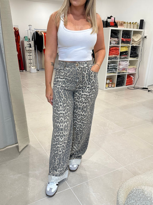 Cuffed Leopard Pants