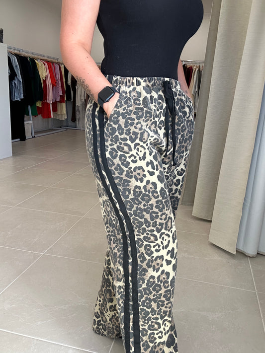 Black Leopard Racer Pants