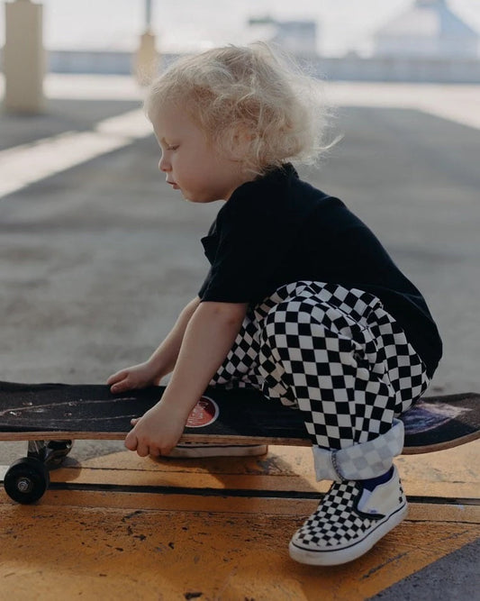 Kids Checkerboard Pants - Black