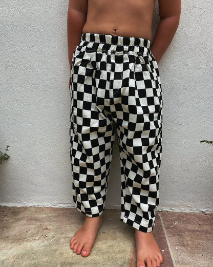 Kids Checkerboard Pants - Black