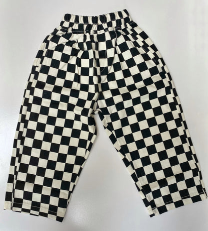 Kids Checkerboard Pants - Black