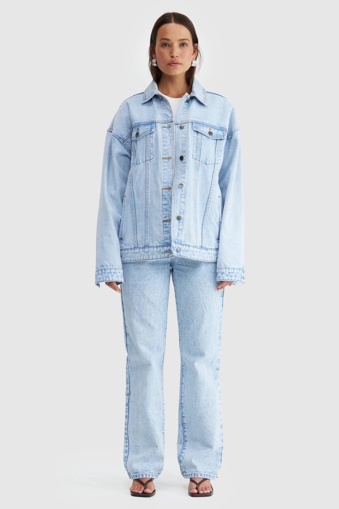 Willow Oversized Denim Jacket - Light Blue