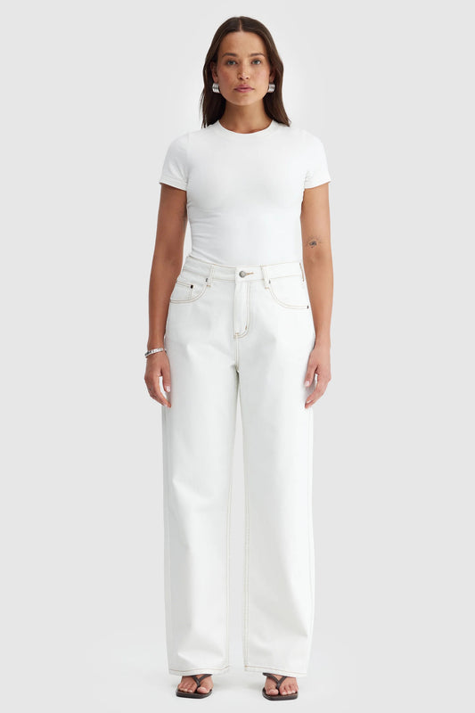 Willow Relaxed Denim Jean - White