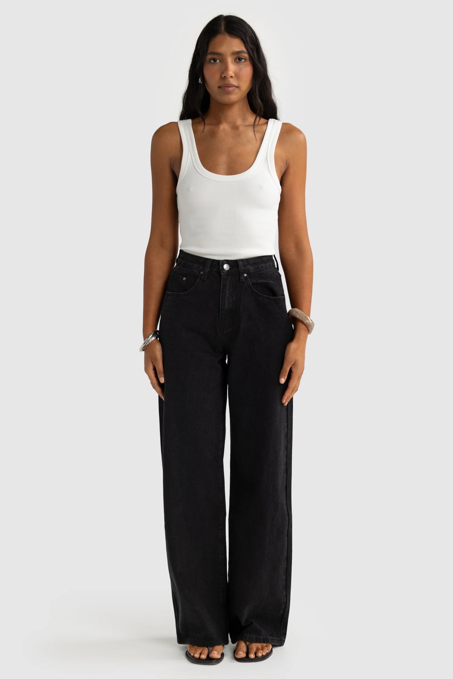 Willow Denim Wide Leg Jeans - Washed Black
