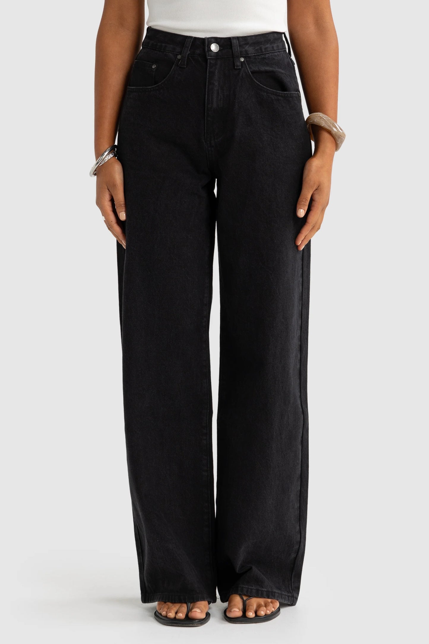Willow Denim Wide Leg Jeans - Washed Black