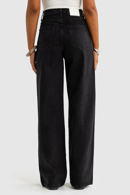 Willow Denim Wide Leg Jeans - Washed Black