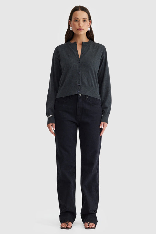 Kingston Knit Cardigan - Charcoal Marle