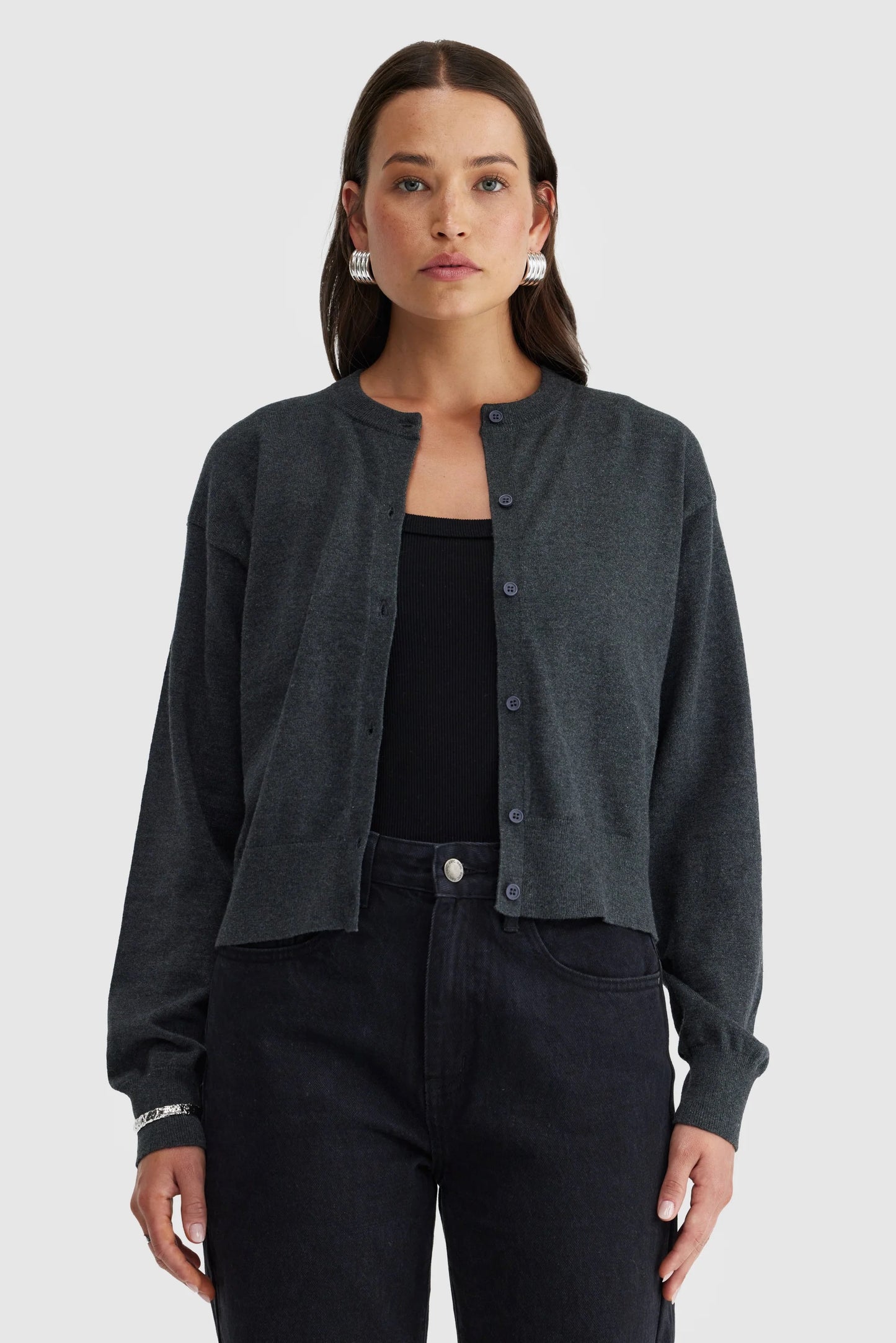 Kingston Knit Cardigan - Charcoal Marle