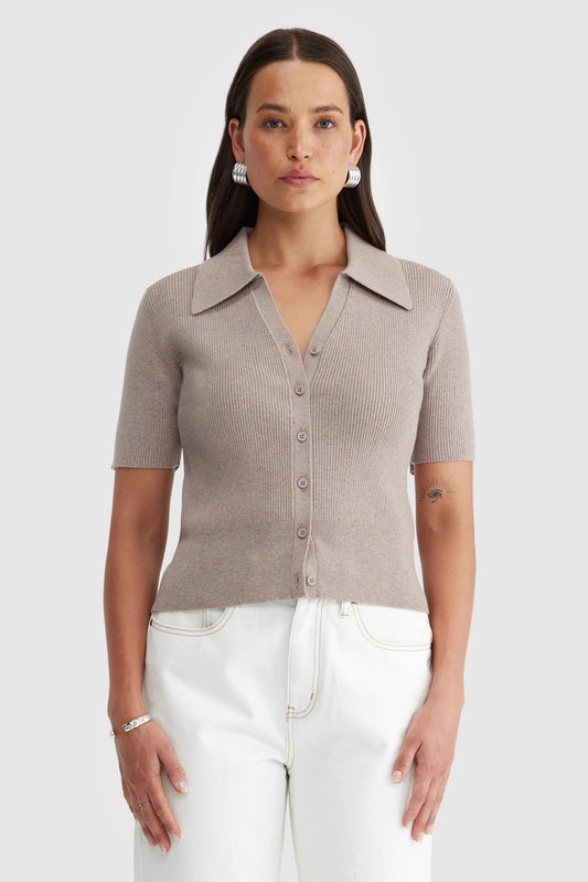 Kingston Knit Polo - Oat Marle