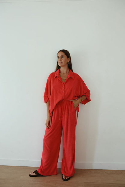 Lucky Day Terry Pant - Red